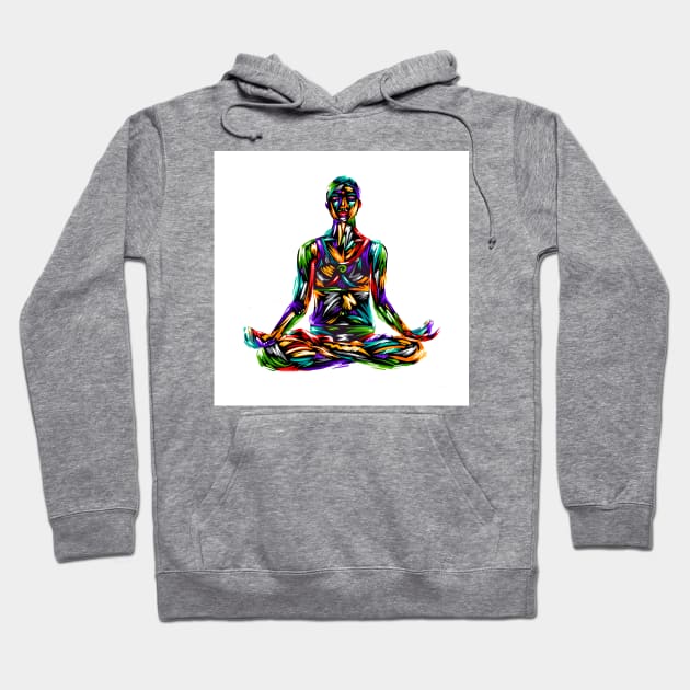 Yoga lotus position man digital illustration Hoodie by Razym